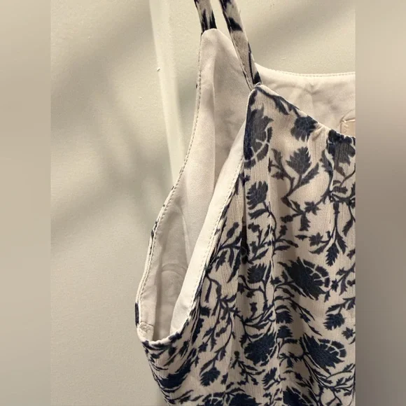 LOFT Petite XSP Navy Floral Sleeveless Dress Summer Spaghetti Strap Sundress - Picture 3 of 11